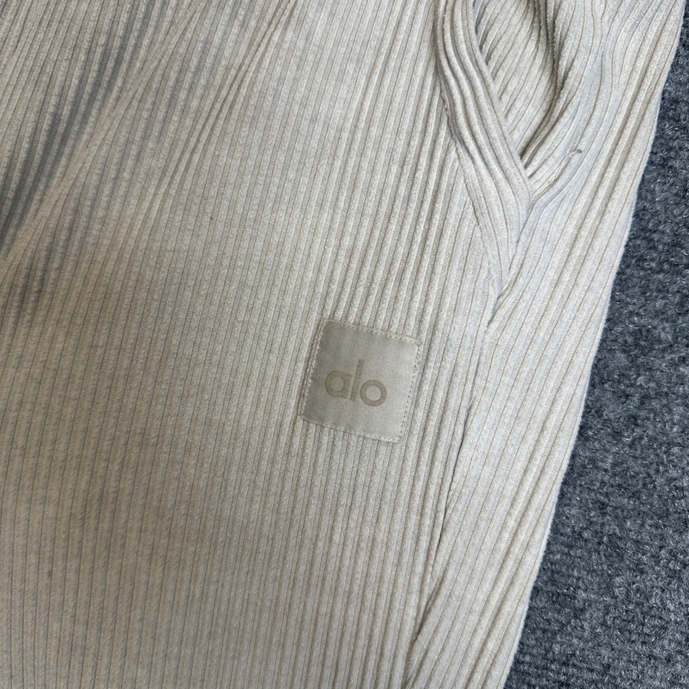 Alo Yoga Muse Ribbed Jogger Pants Womens Medium Bone White Loungewear Athleisure - Picture 2 of 13